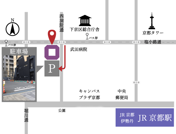 京都駅からハトヤ瑞鳳閣への道路地図