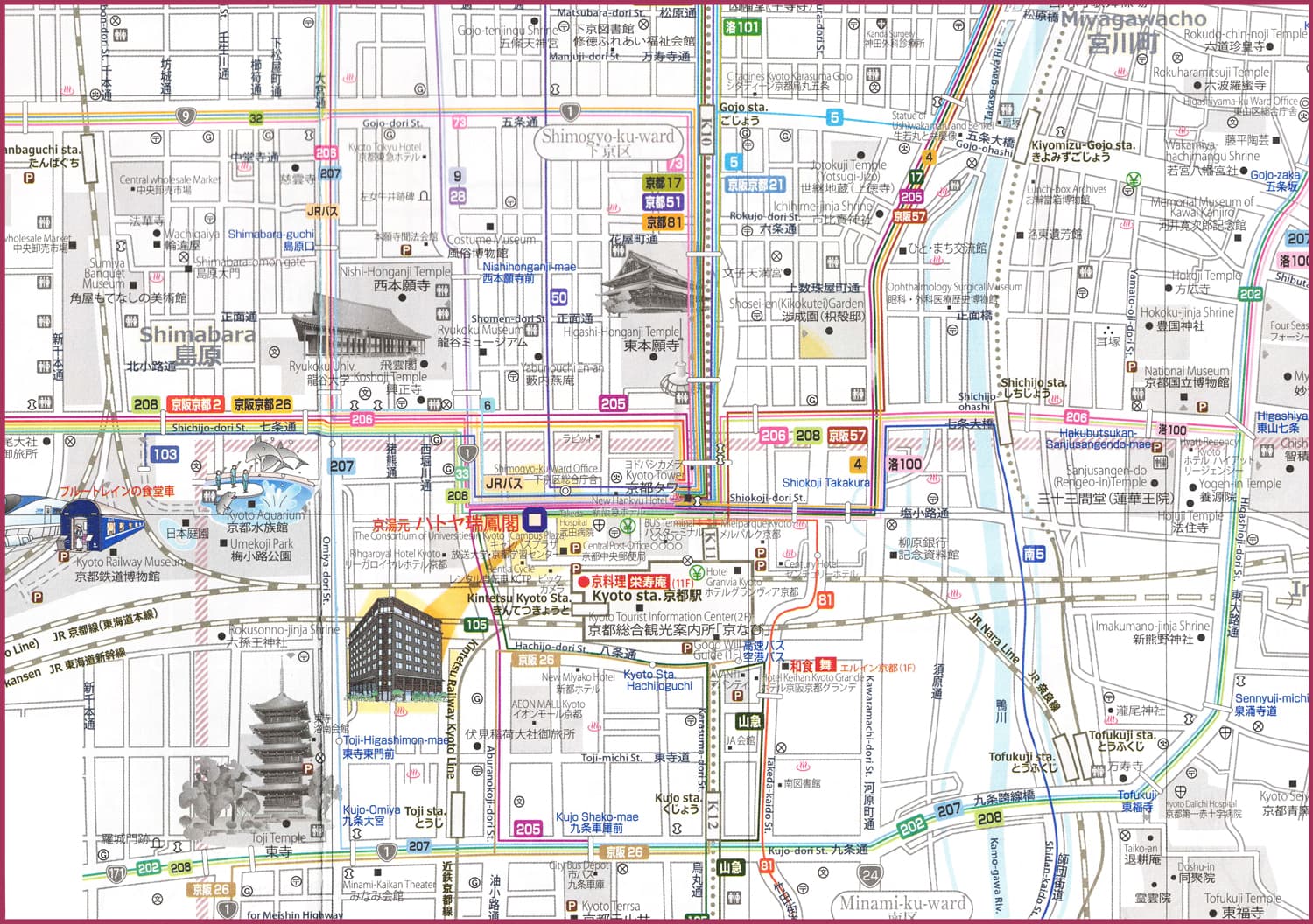 京都駅の観光マップ