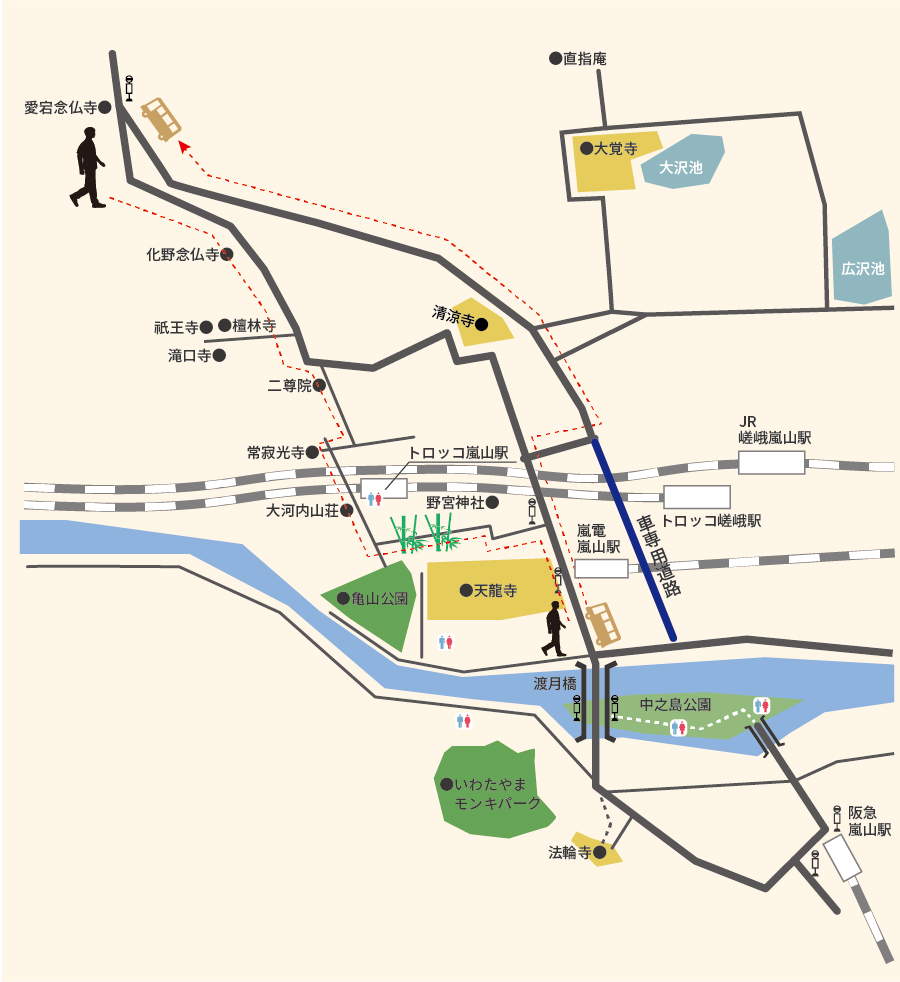 嵐山の観光モデルコース図